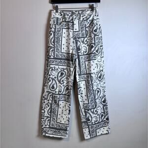 Paisley Print Straight Leg Jeans - Size 26